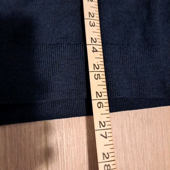 Calvin Klein Extra Fine 100% Merino Wool Sweater Men's Medium V-Neck LS Navy - Picture 6 of 8